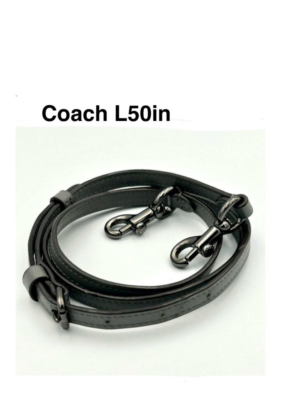 Like New Coach Black Leather purse replacement Strap black charcoal Hardware L50